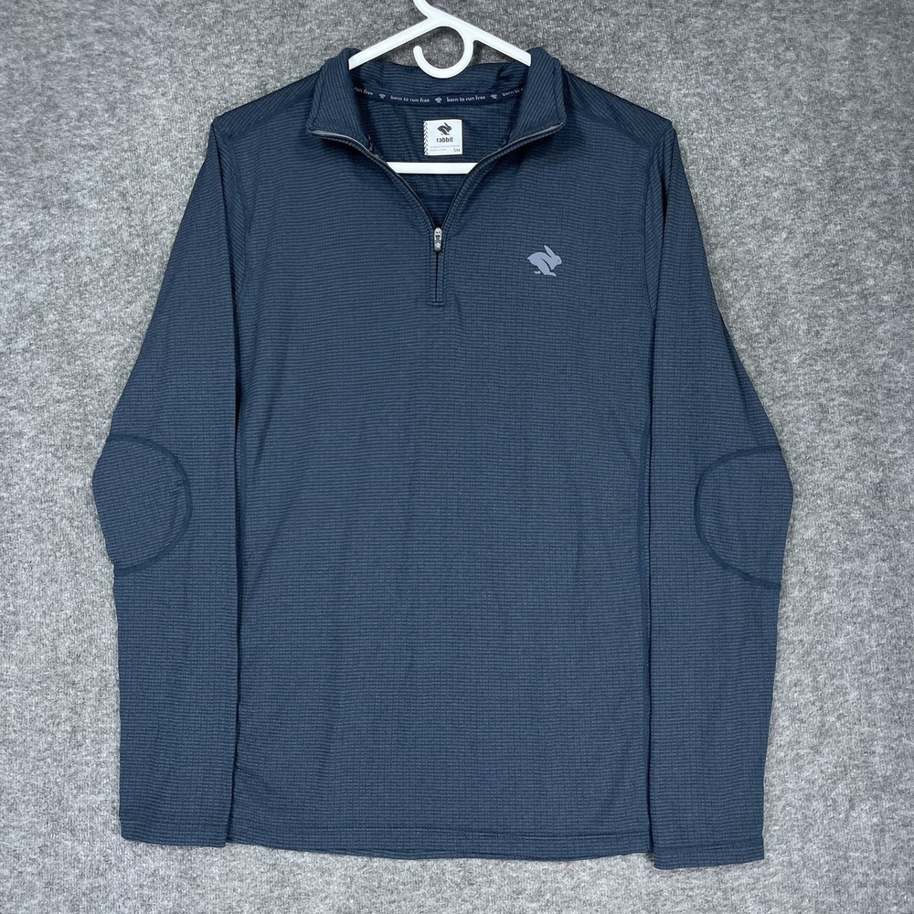 Runnin Rabbit Layer One 1/4 Zip Pullover Mens Small Blue Performance Long Sleeve